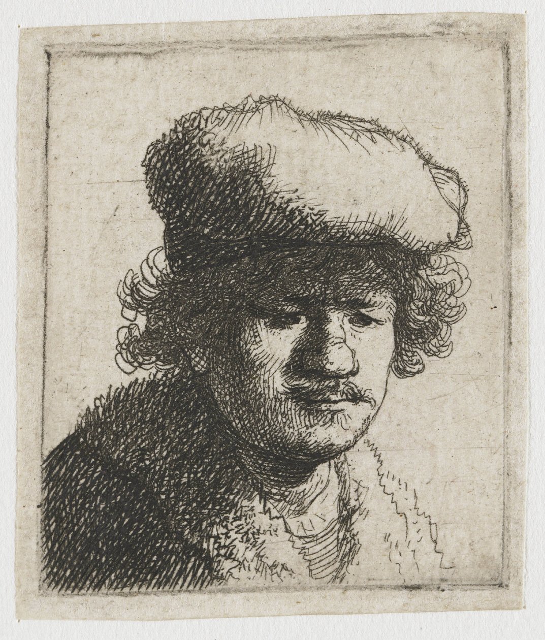 Autorretrato con la gorra ladeada hacia delante de Rembrandt van Rijn