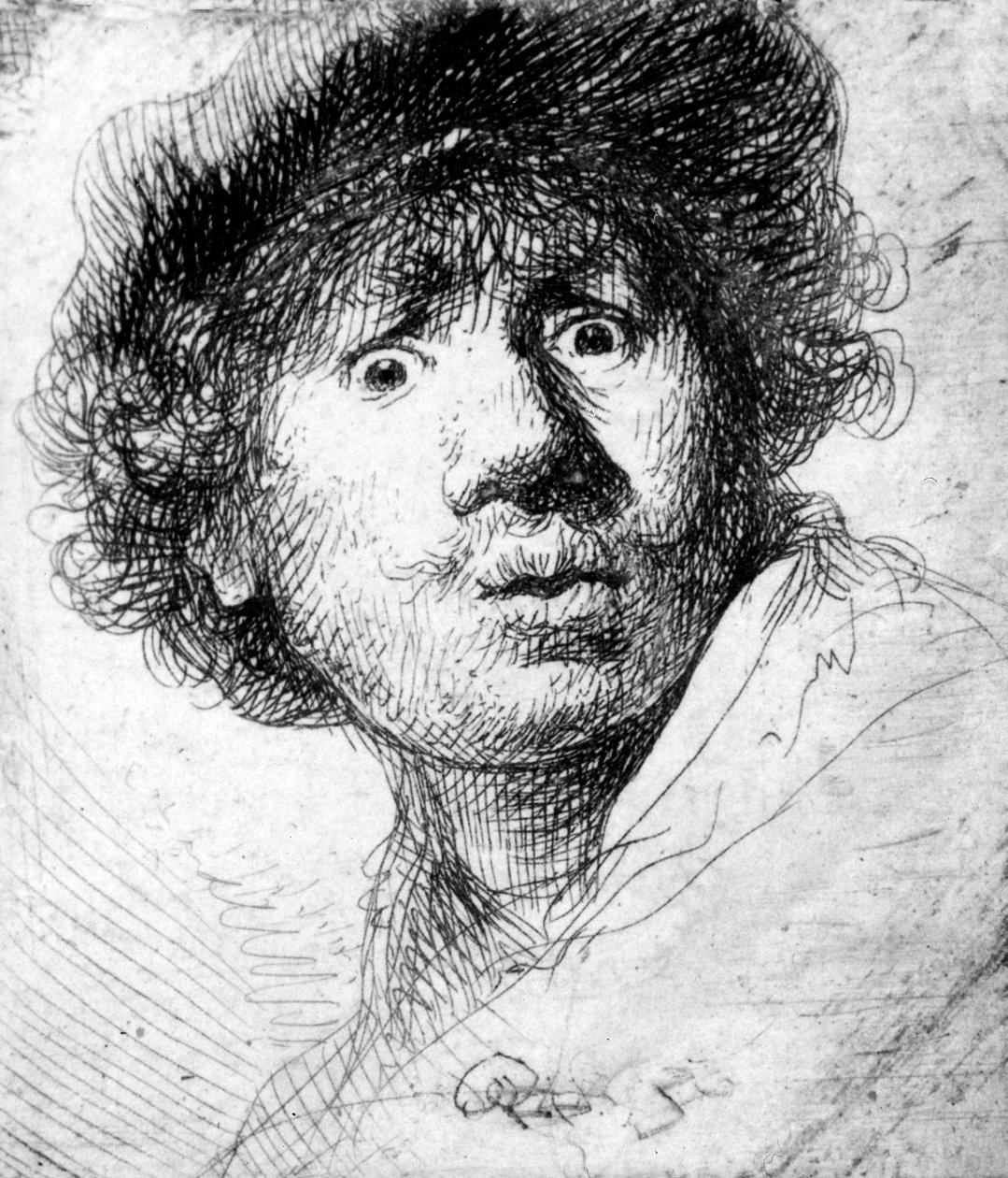 Autorretrato, 1630 (aguafuerte) de Rembrandt van Rijn