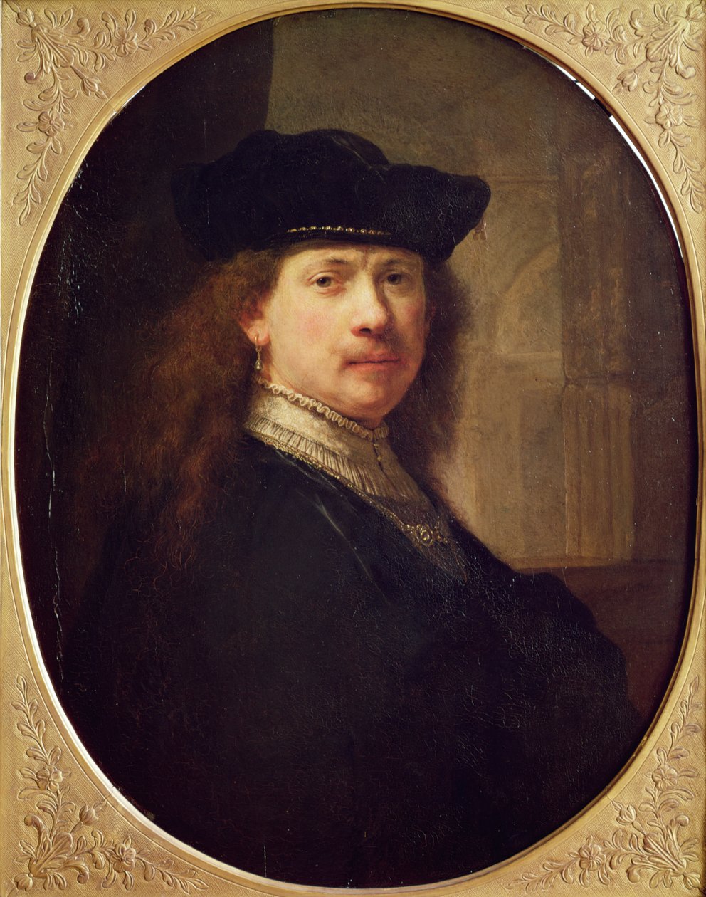 Autorretrato con sombrero con arquitectura en el fondo (1637) de Rembrandt van Rijn
