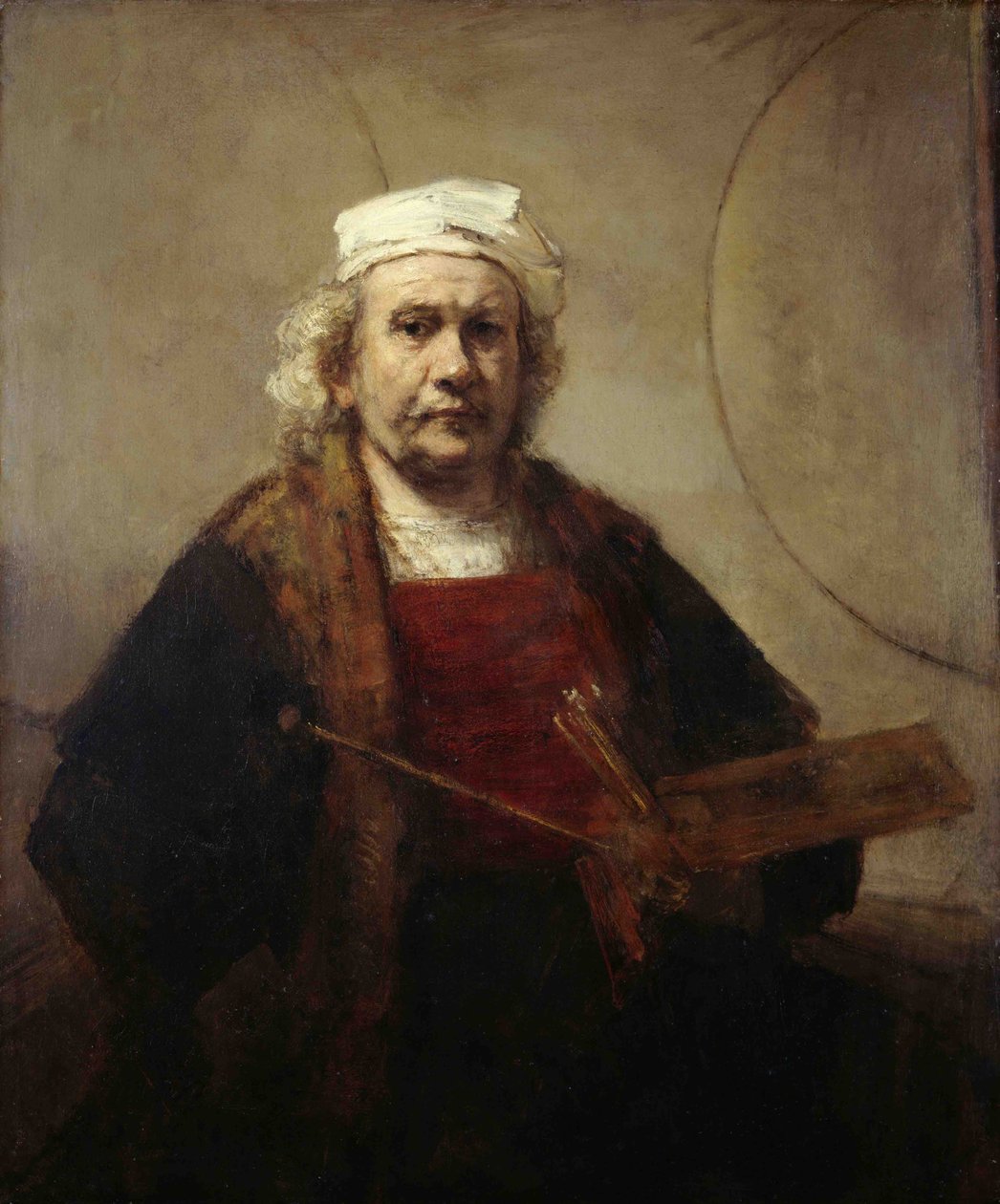Autorretrato con dos círculos, ca 1665-1669 de Rembrandt van Rijn