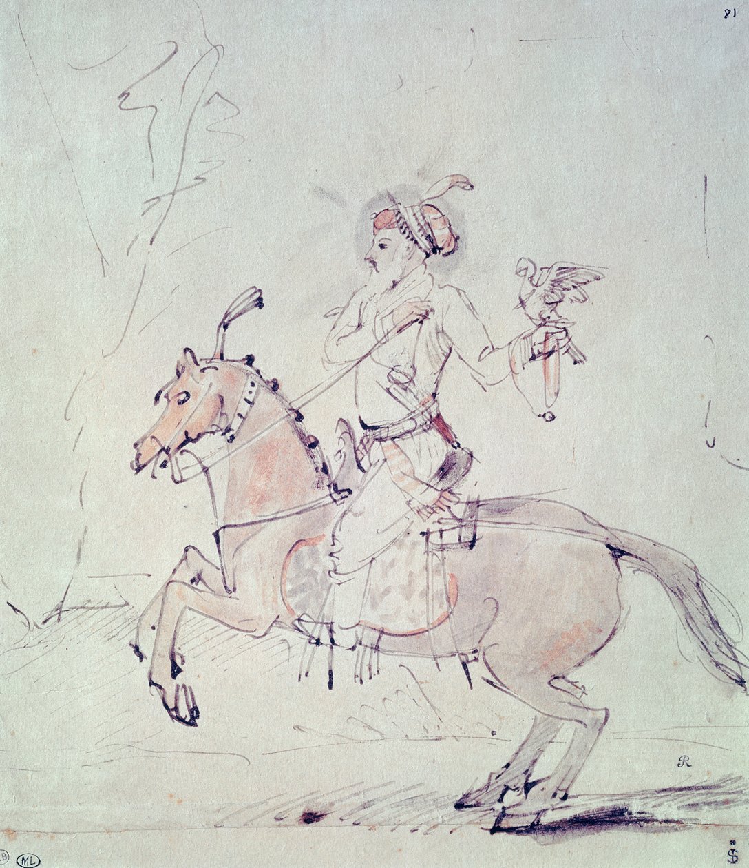 Shah Jehan con halcón a caballo de Rembrandt van Rijn