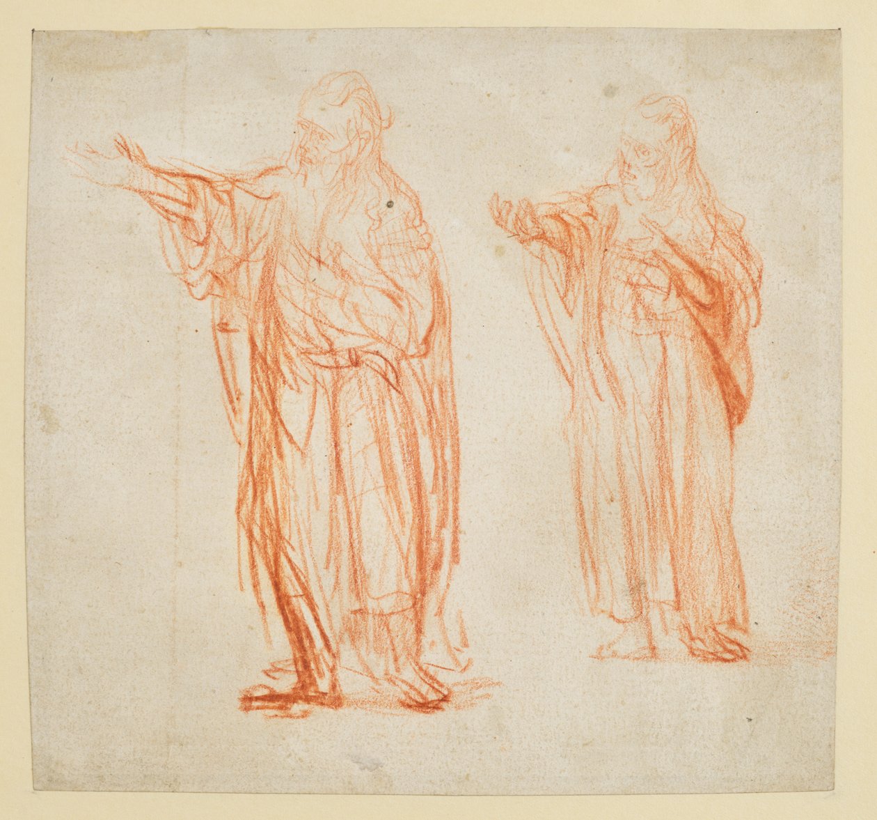 Hoja con dos estudios para "San Juan Bautista" de Rembrandt van Rijn