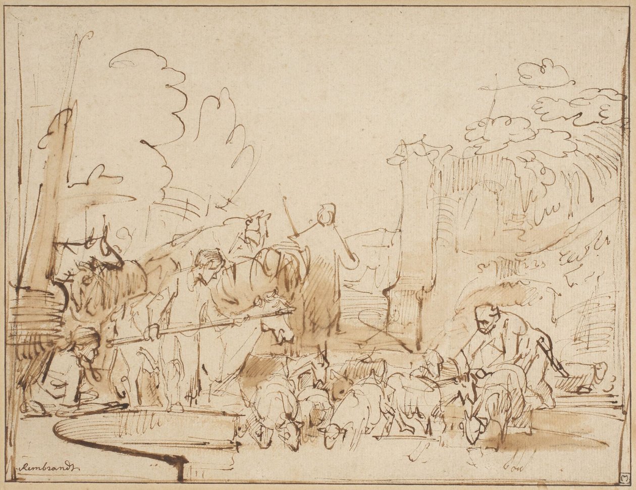 Pastores y pastores de ovejas de Rembrandt van Rijn