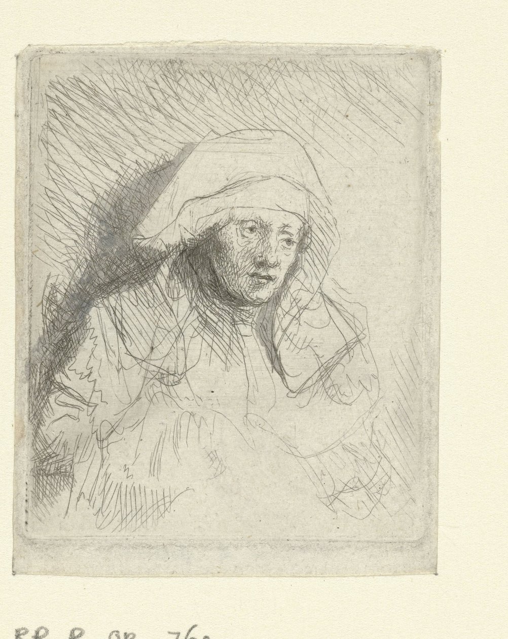 Mujer enferma con un gran tocado blanco (Saskia) de Rembrandt van Rijn
