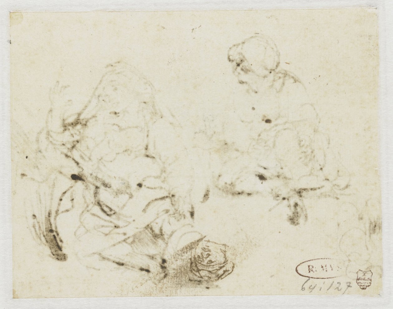 Pequeño estudio de la cabeza de la mujer enferma de Rembrandt van Rijn