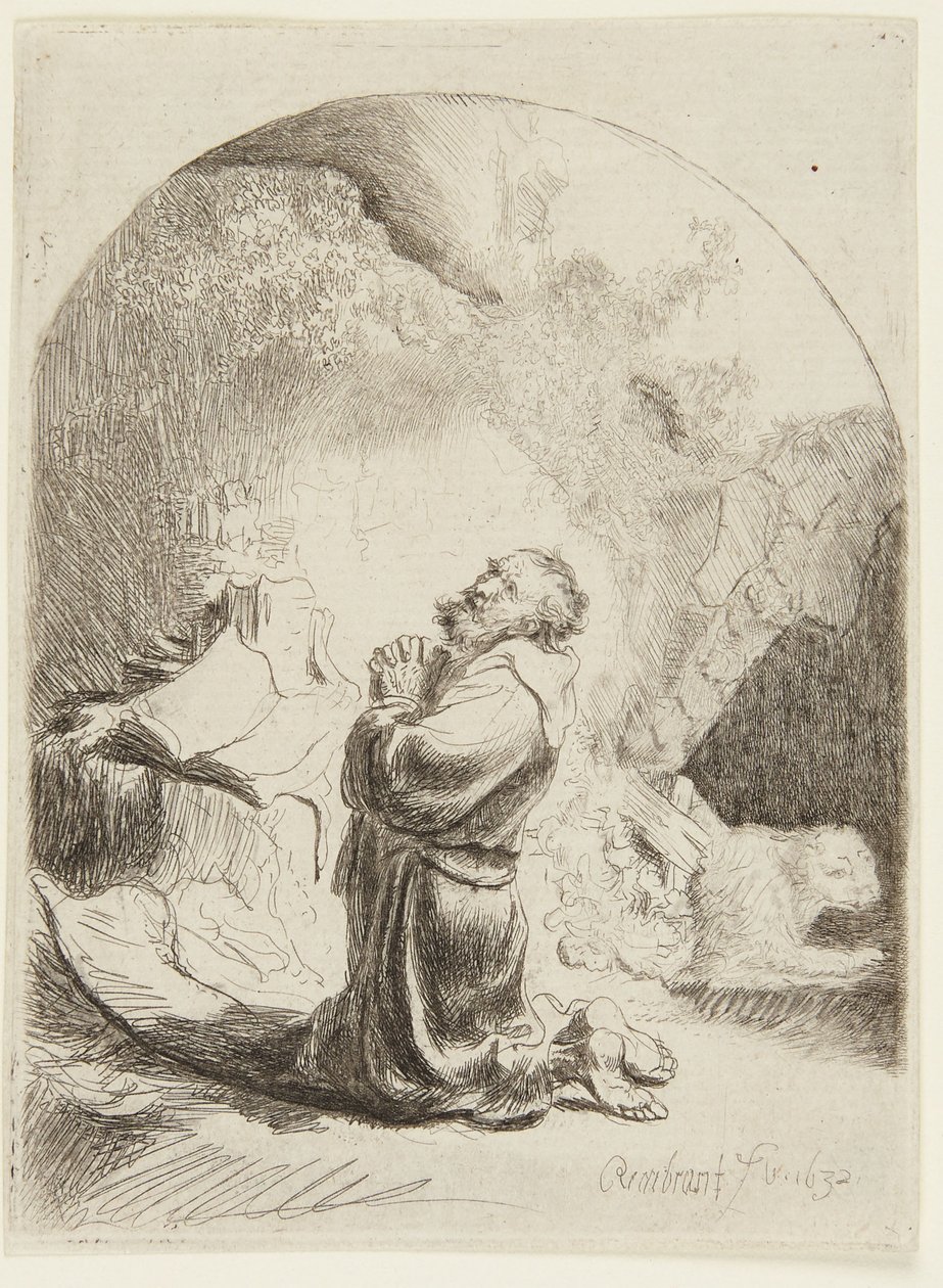San Jerónimo rezando de Rembrandt van Rijn