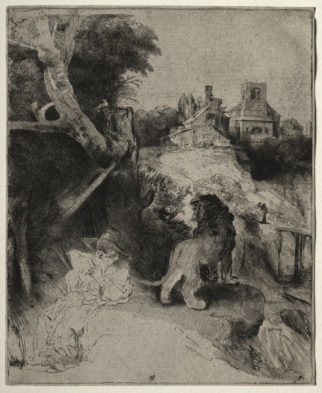 St. Jerome Reading in an Italian Landscape de Rembrandt van Rijn