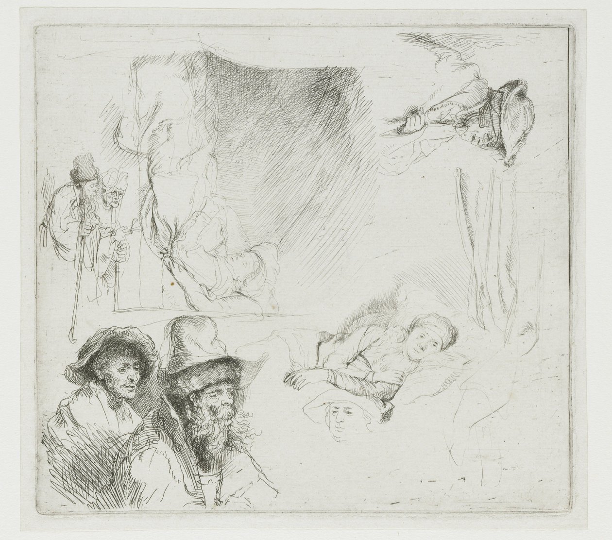 Cuadro de estudio con una mujer enferma en la cama de Rembrandt van Rijn
