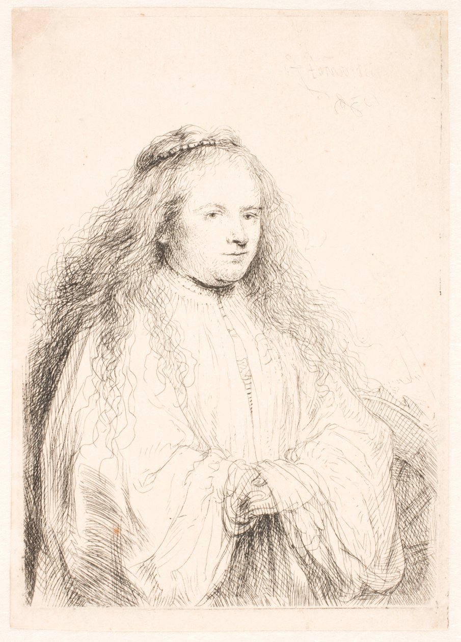 Estudio de Saskia como Santa Catalina (la "Pequeña novia judía") de Rembrandt van Rijn