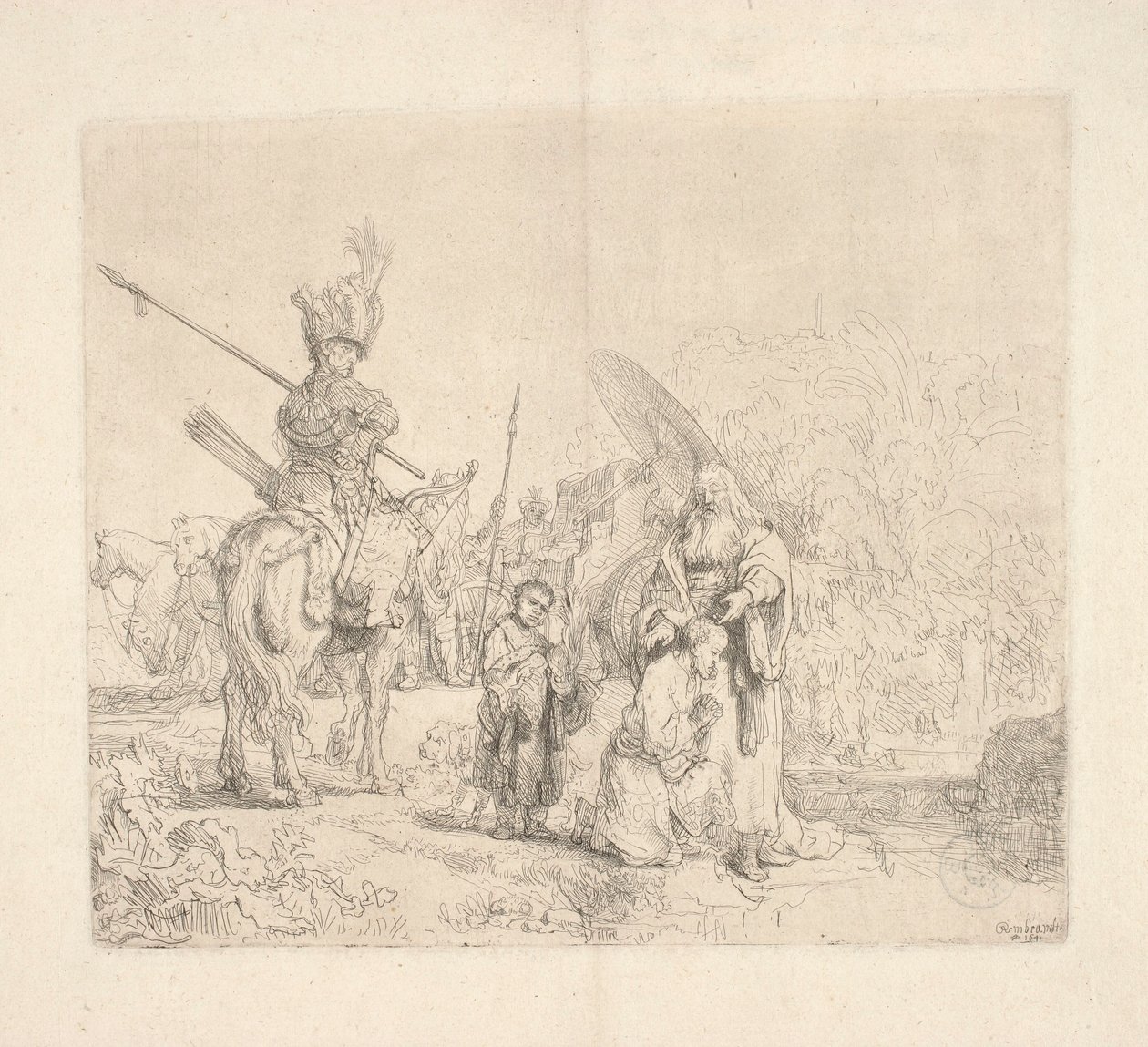 San Felipe, diácono, bautiza a un cortesano de la reina etíope Kandaki (el llamado «Bautismo del eunuco») de Rembrandt van Rijn