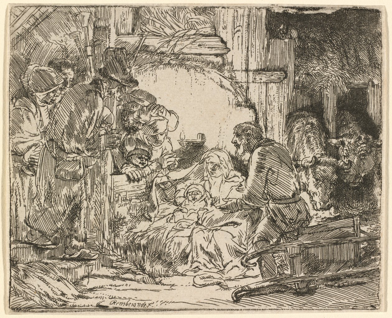 La adoración de los pastores: con la lámpara de Rembrandt van Rijn