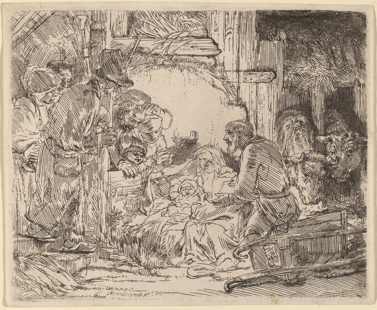 La adoración de los pastores: con la lámpara de Rembrandt van Rijn