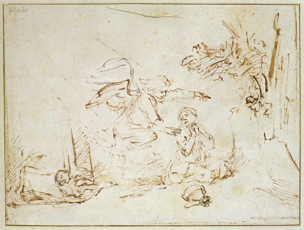 El ángel aparece a Agar e Ismael en el desierto de Rembrandt van Rijn