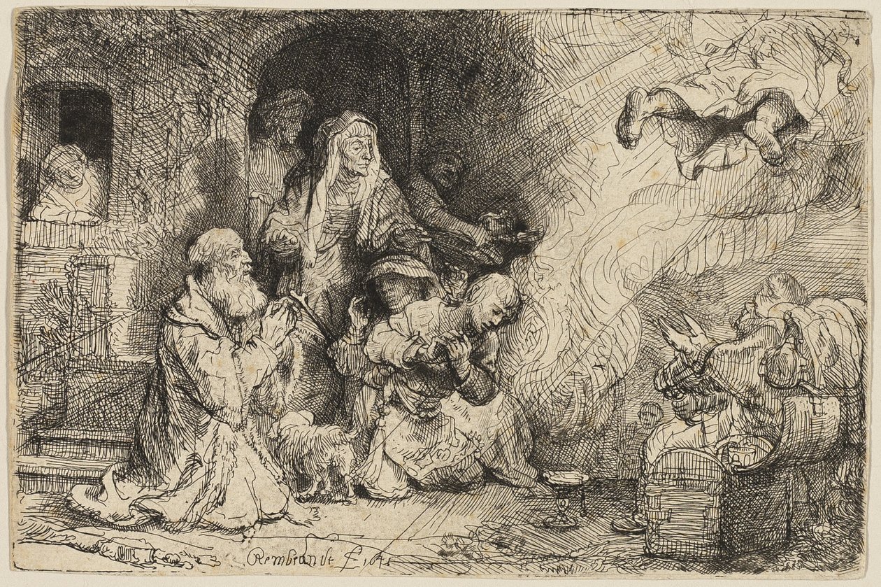 El ángel partiendo de la familia de Tobías de Rembrandt van Rijn