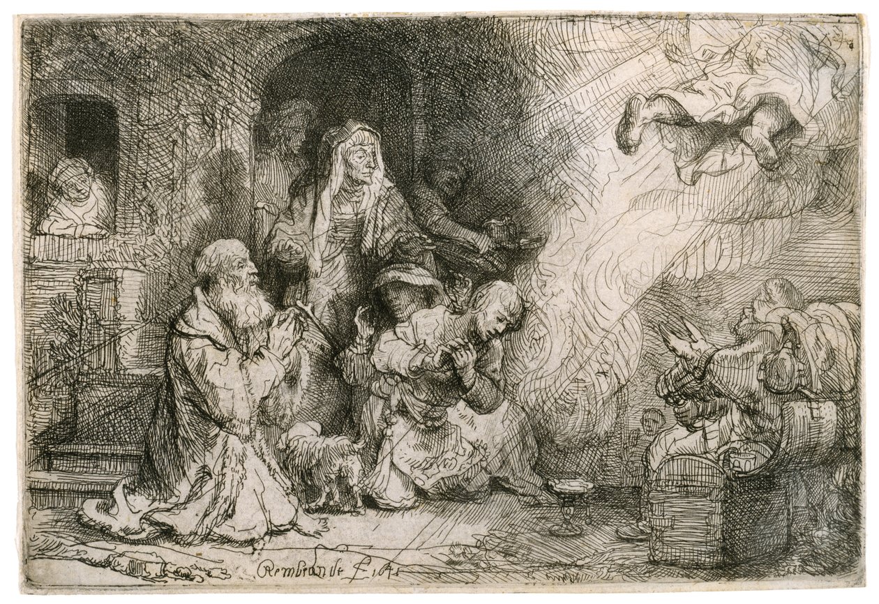 El ángel partiendo de la familia de Tobías, 1641 de Rembrandt van Rijn