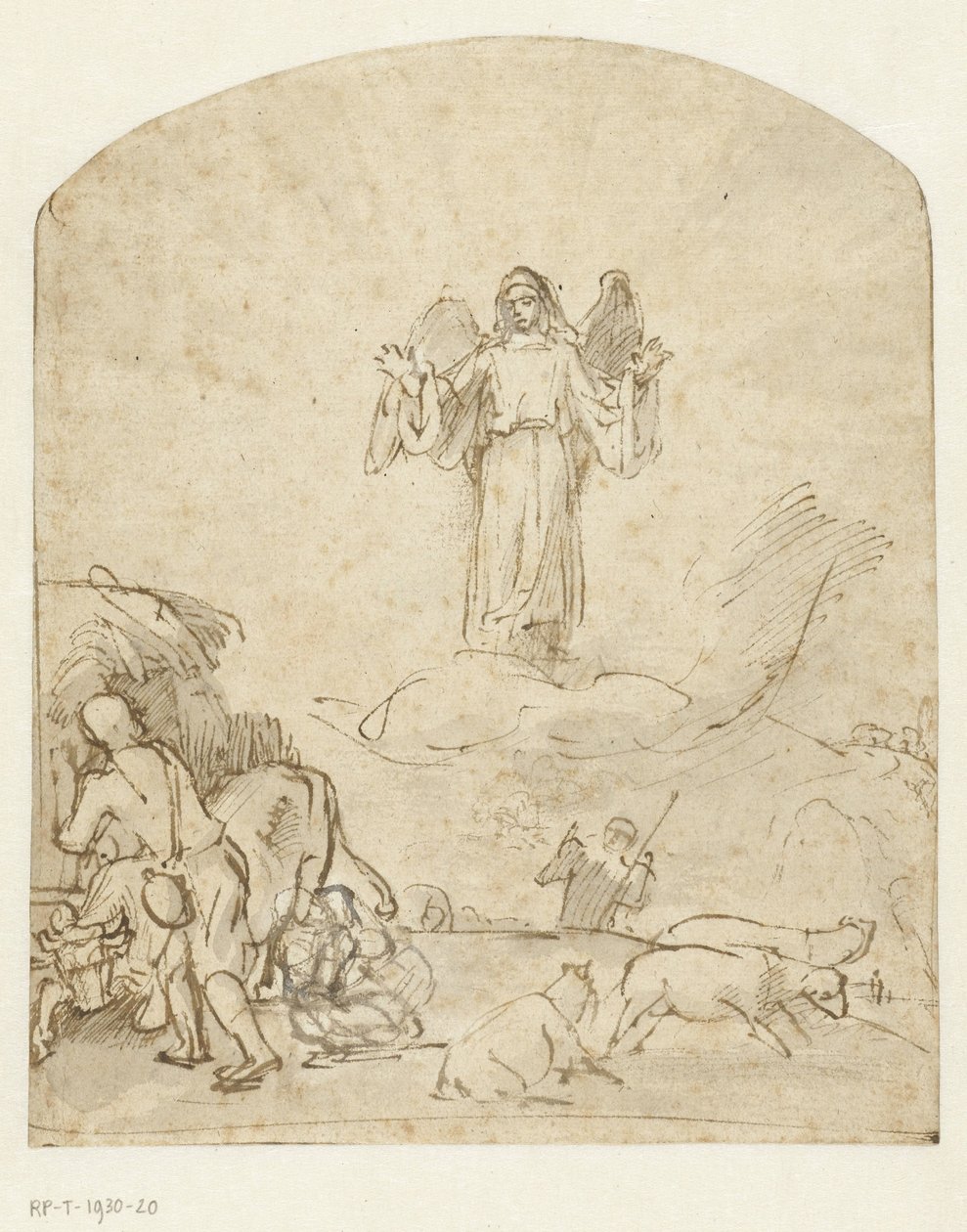 La Anunciación a los pastores de Rembrandt van Rijn
