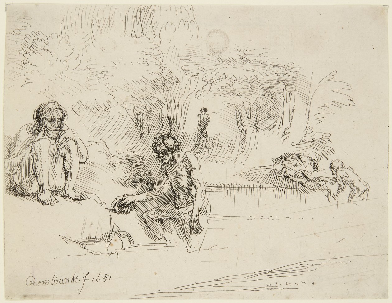 «Las bañistas» (Bartsch 195; Hind 250 II) de Rembrandt van Rijn