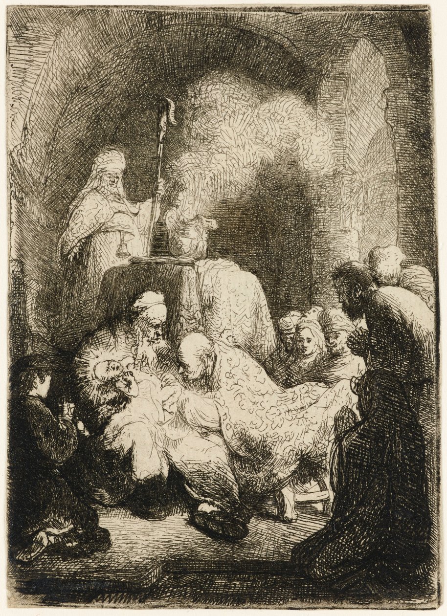 La circuncisión: placa pequeña de Rembrandt van Rijn