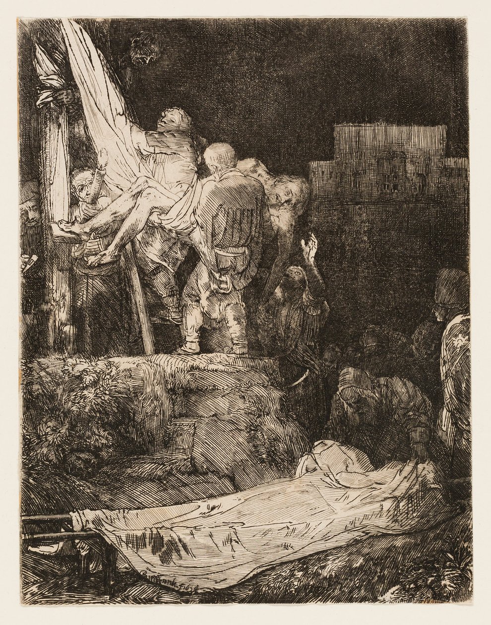 El descenso de la cruz a la luz de las antorchas de Rembrandt van Rijn