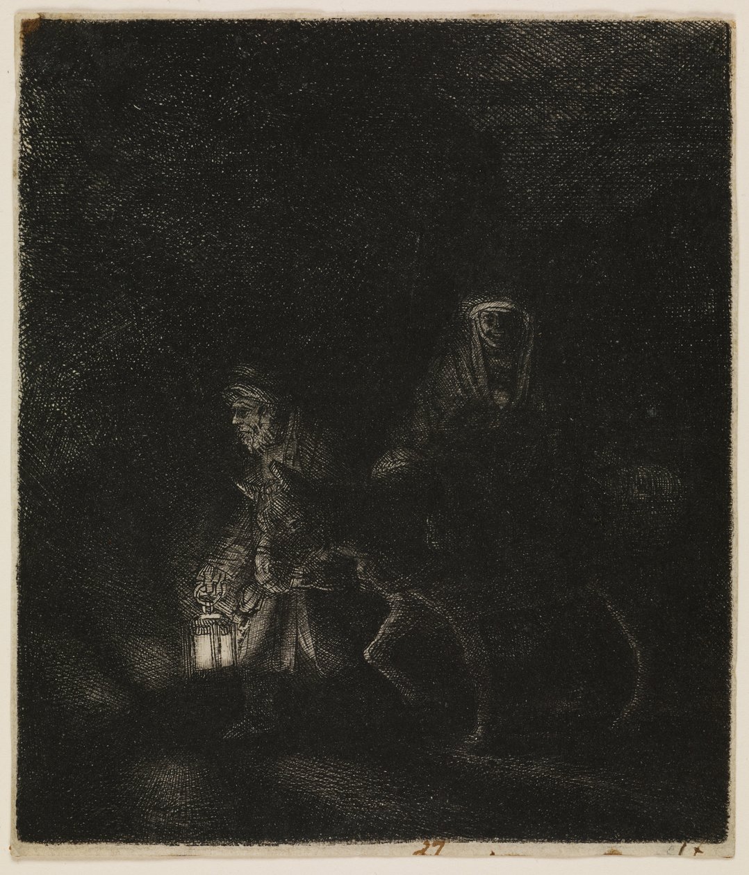 La huida a Egipto (una obra nocturna) de Rembrandt van Rijn