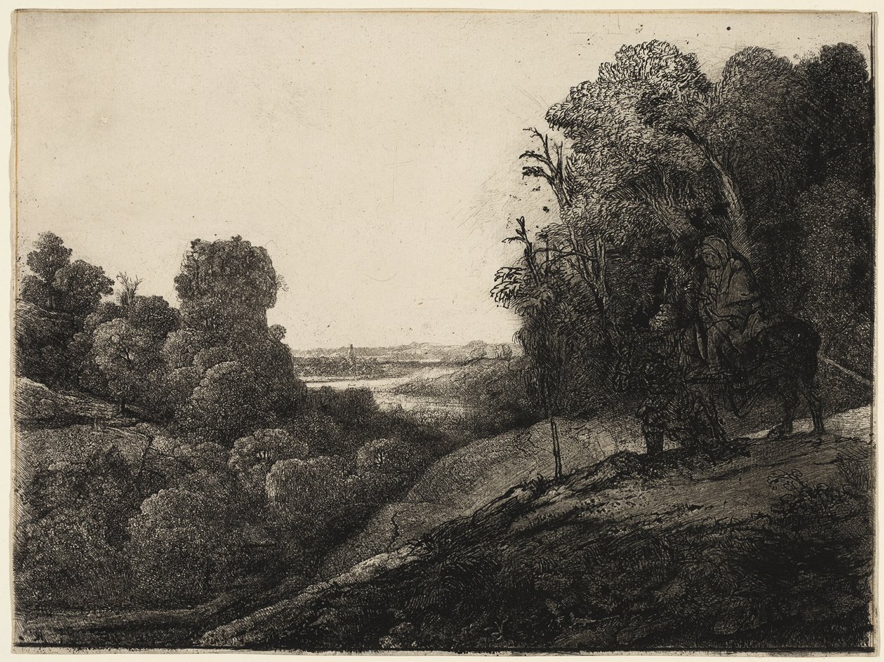 La huida a Egipto: Alterado de Seghers de Rembrandt van Rijn