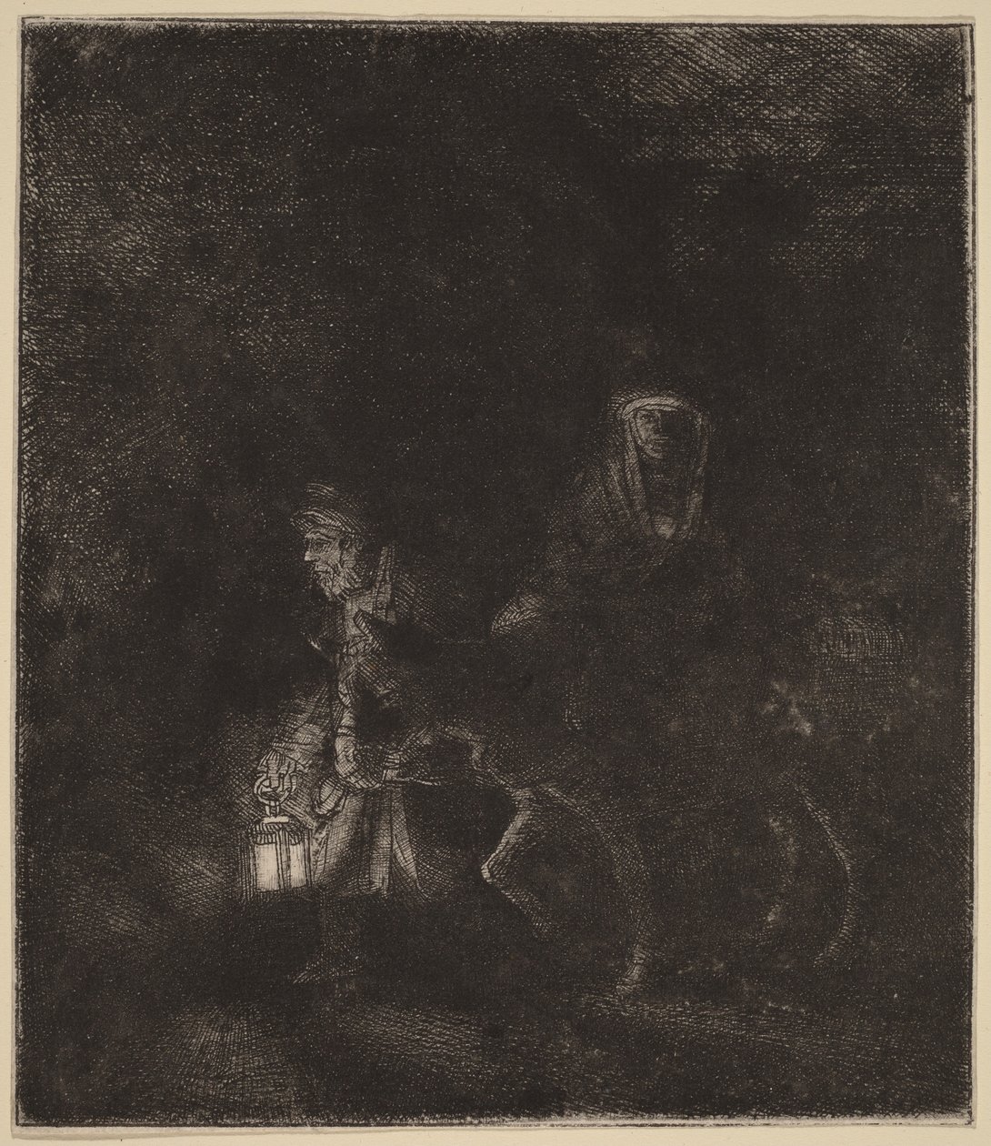 La huida a Egipto: una pieza nocturna de Rembrandt van Rijn