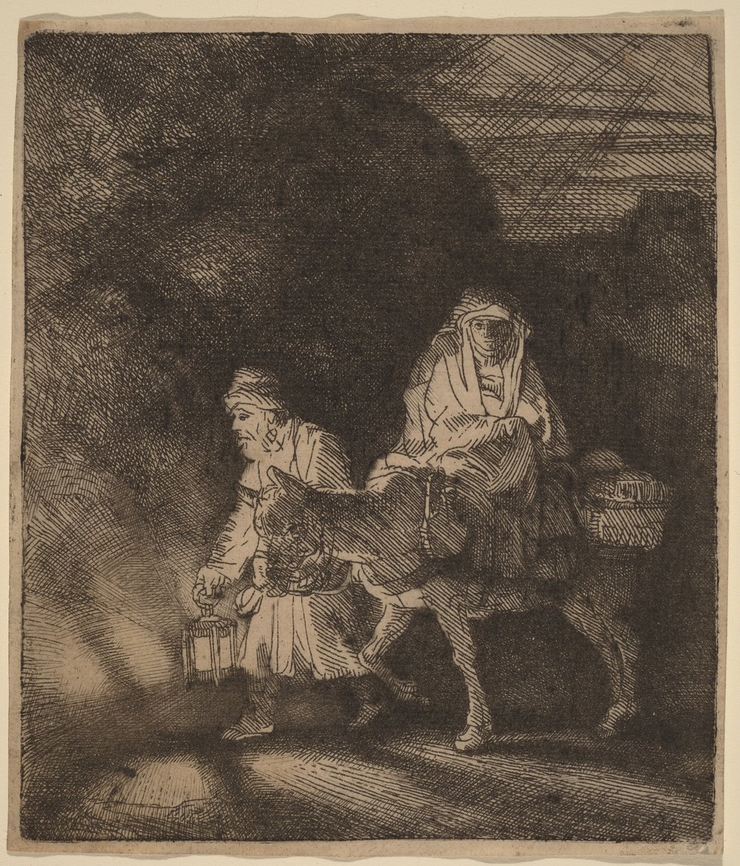La huida a Egipto: una pieza nocturna de Rembrandt van Rijn