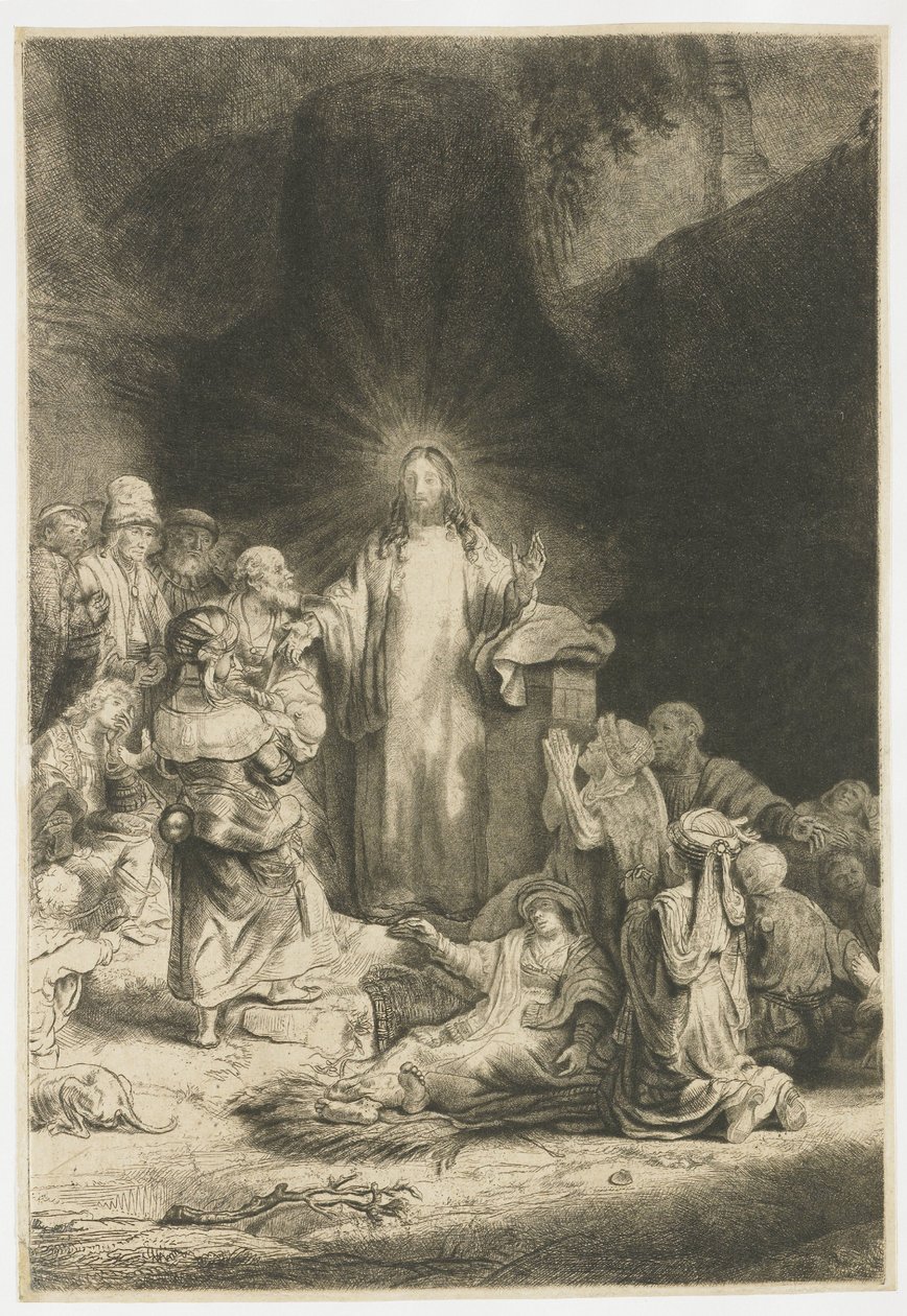 El grabado de los cien florines: la pieza central con Cristo predicando de Rembrandt van Rijn
