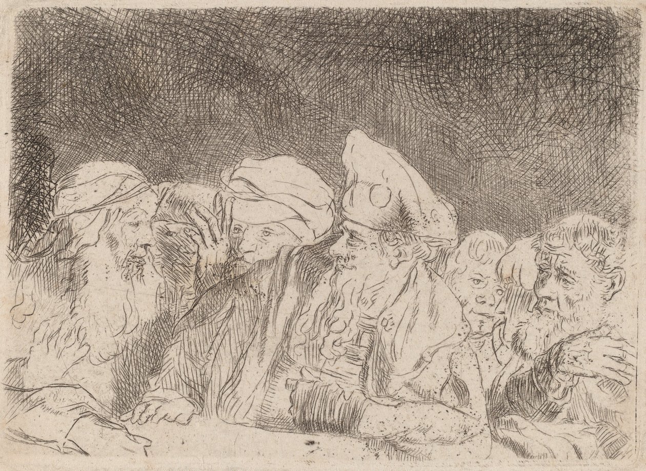 Los fariseos debatiendo (fragmento) de Rembrandt van Rijn