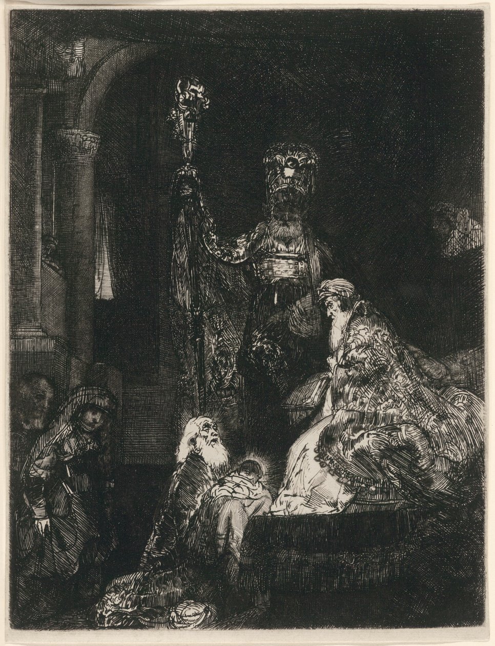 La Presentación en el Templo en el Modo Oscuro de Rembrandt van Rijn