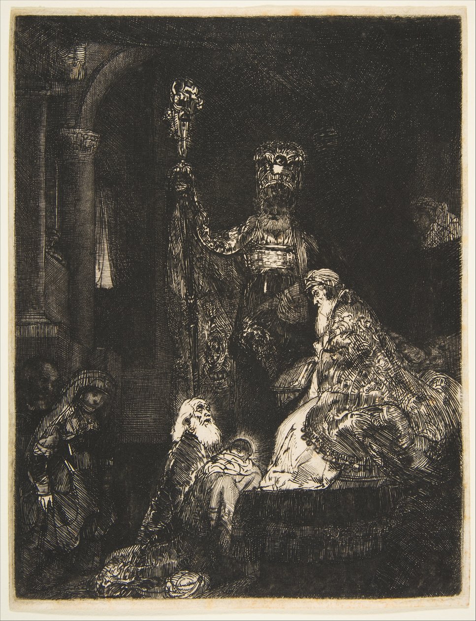 La Presentación en el Templo en el Estilo Oscuro de Rembrandt van Rijn