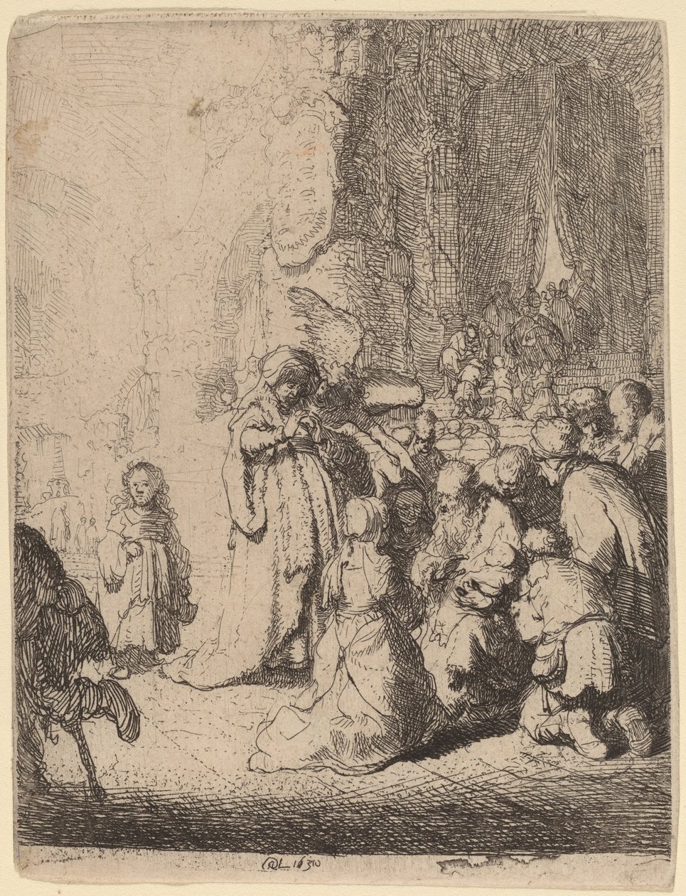 La Presentación en el Templo con el Ángel: Placa Pequeña de Rembrandt van Rijn