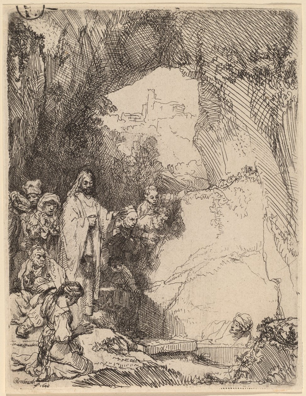 La resurrección de Lázaro: Placa pequeña de Rembrandt van Rijn