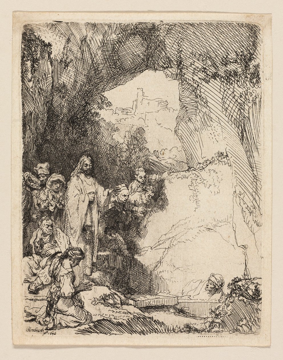 La resurrección de Lázaro: Pequeña lámina de Rembrandt van Rijn