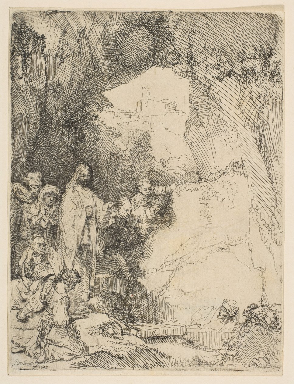 La resurrección de Lázaro, placa pequeña, 1642 de Rembrandt van Rijn