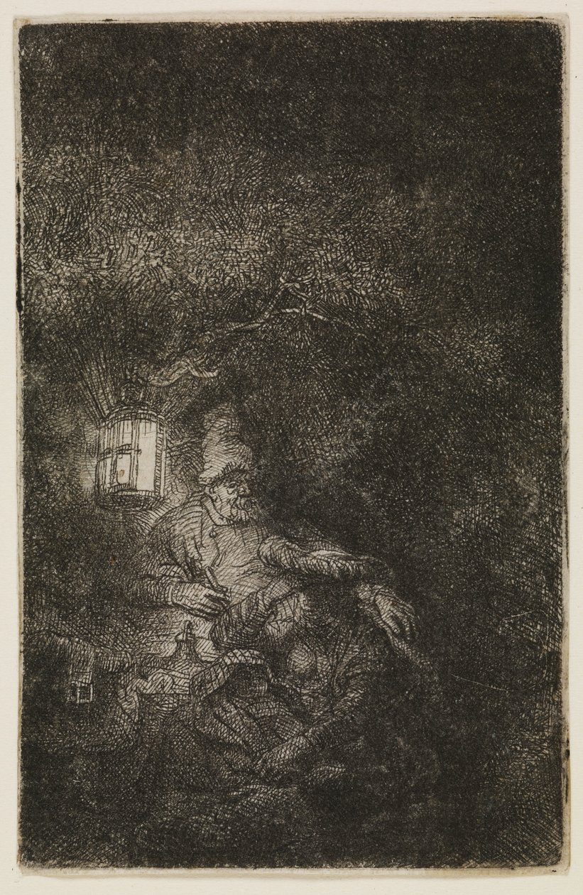 El descanso durante el vuelo (una pieza nocturna) de Rembrandt van Rijn