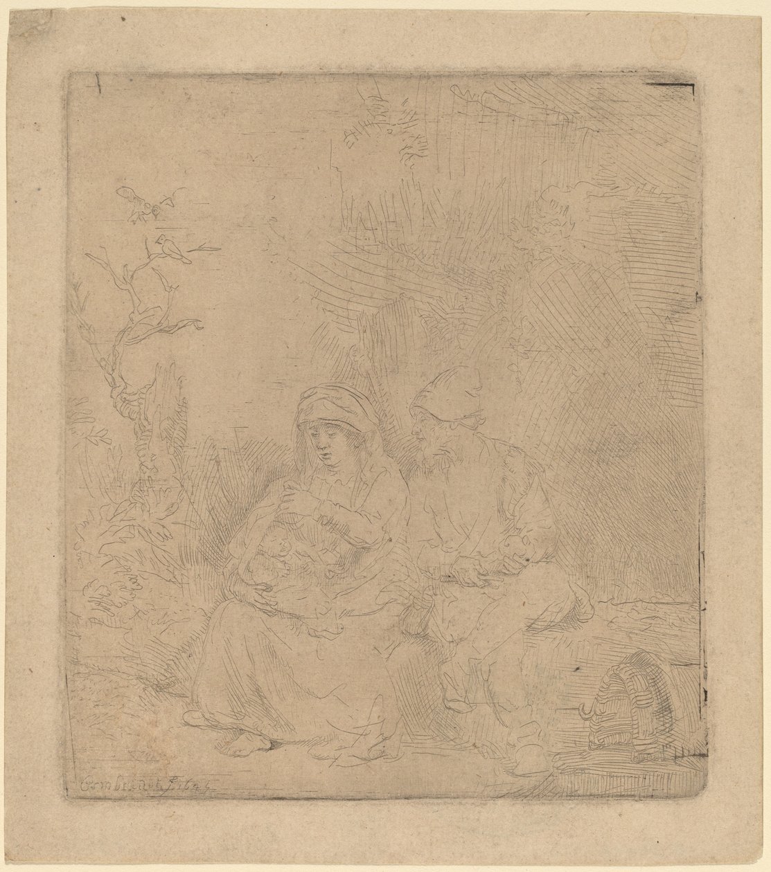 El Descanso en la Huida: Ligeramente Grabado, 1645 de Rembrandt van Rijn