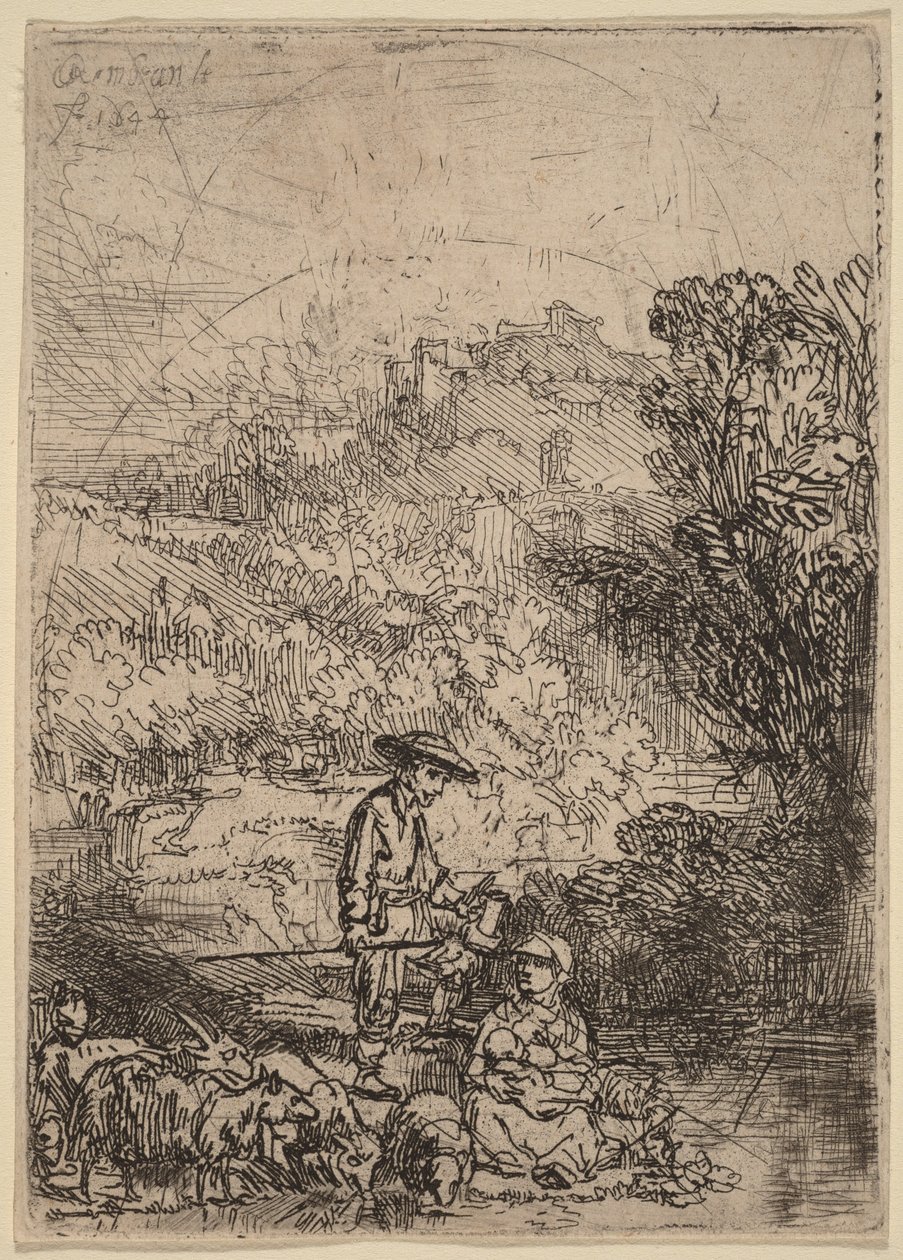 El pastor y su familia de Rembrandt van Rijn