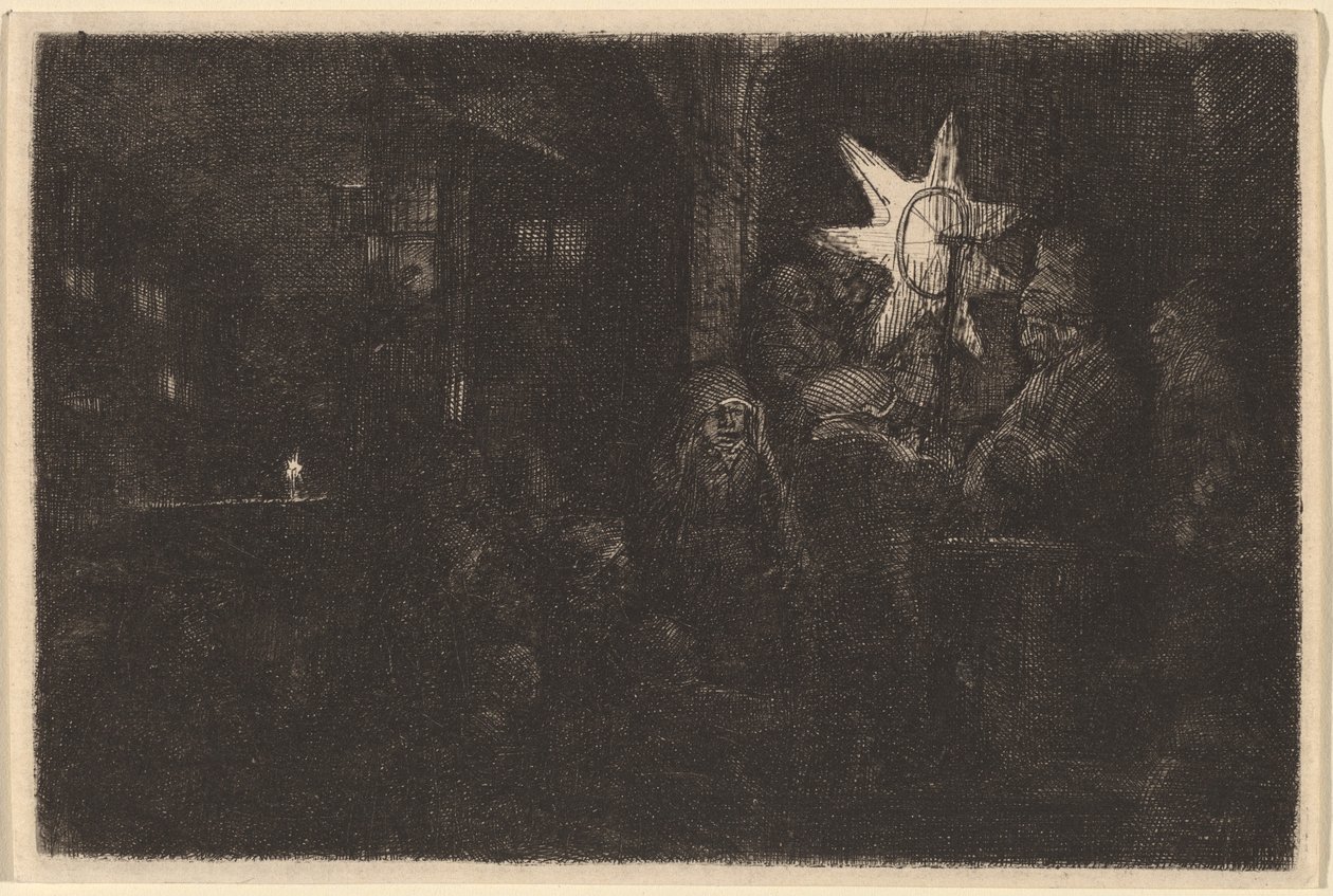 La Estrella de los Reyes: Una Escena Nocturna de Rembrandt van Rijn
