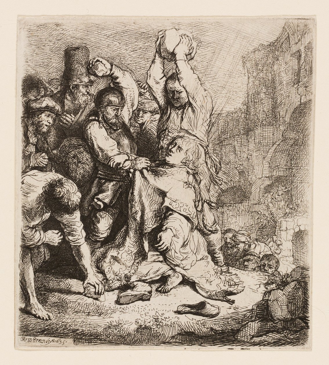 La Lapidación de San Esteban de Rembrandt van Rijn
