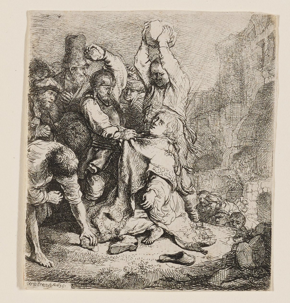 El apedreamiento de San Esteban de Rembrandt van Rijn