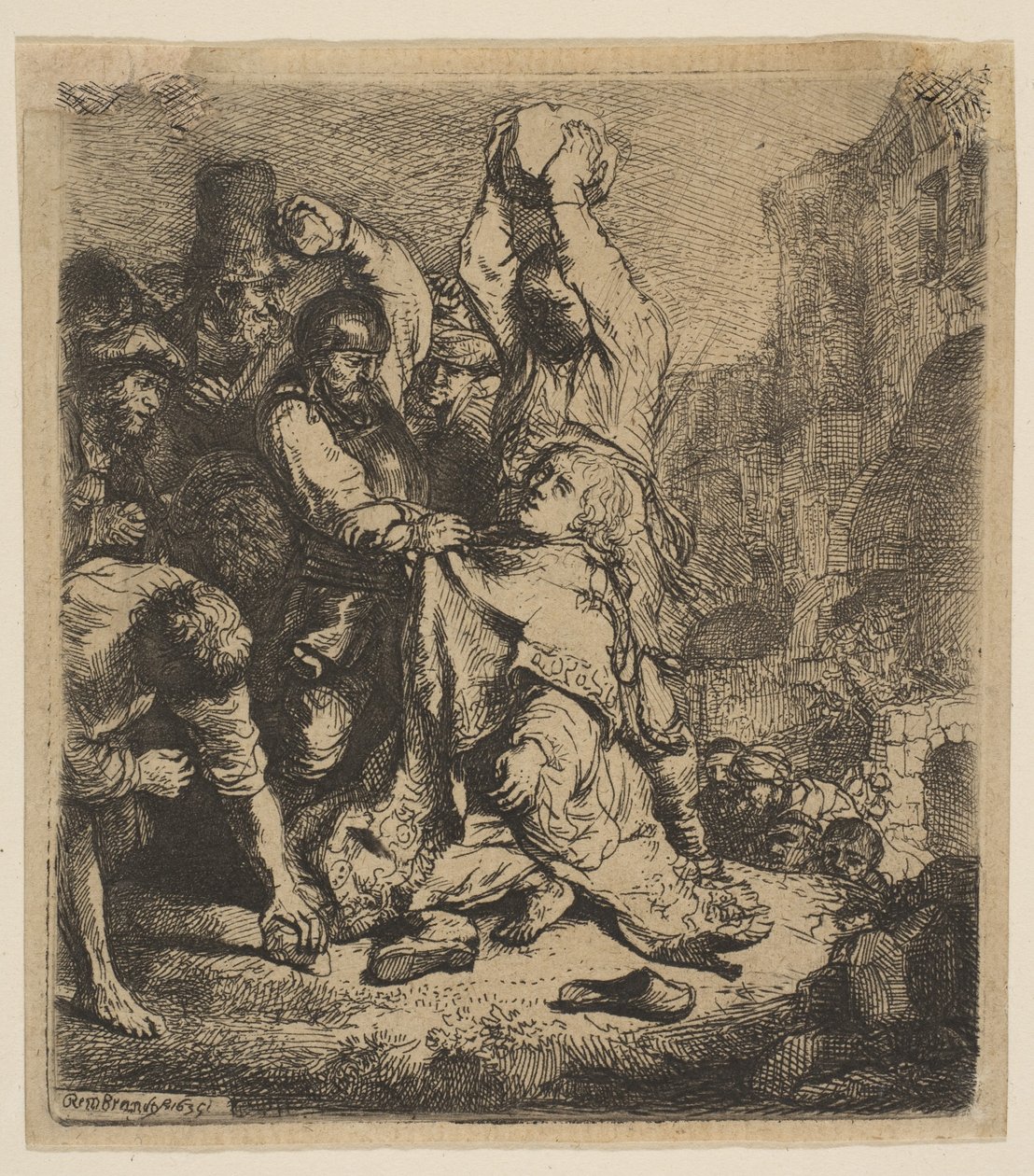 La lapidación de San Esteban, 1635 de Rembrandt van Rijn