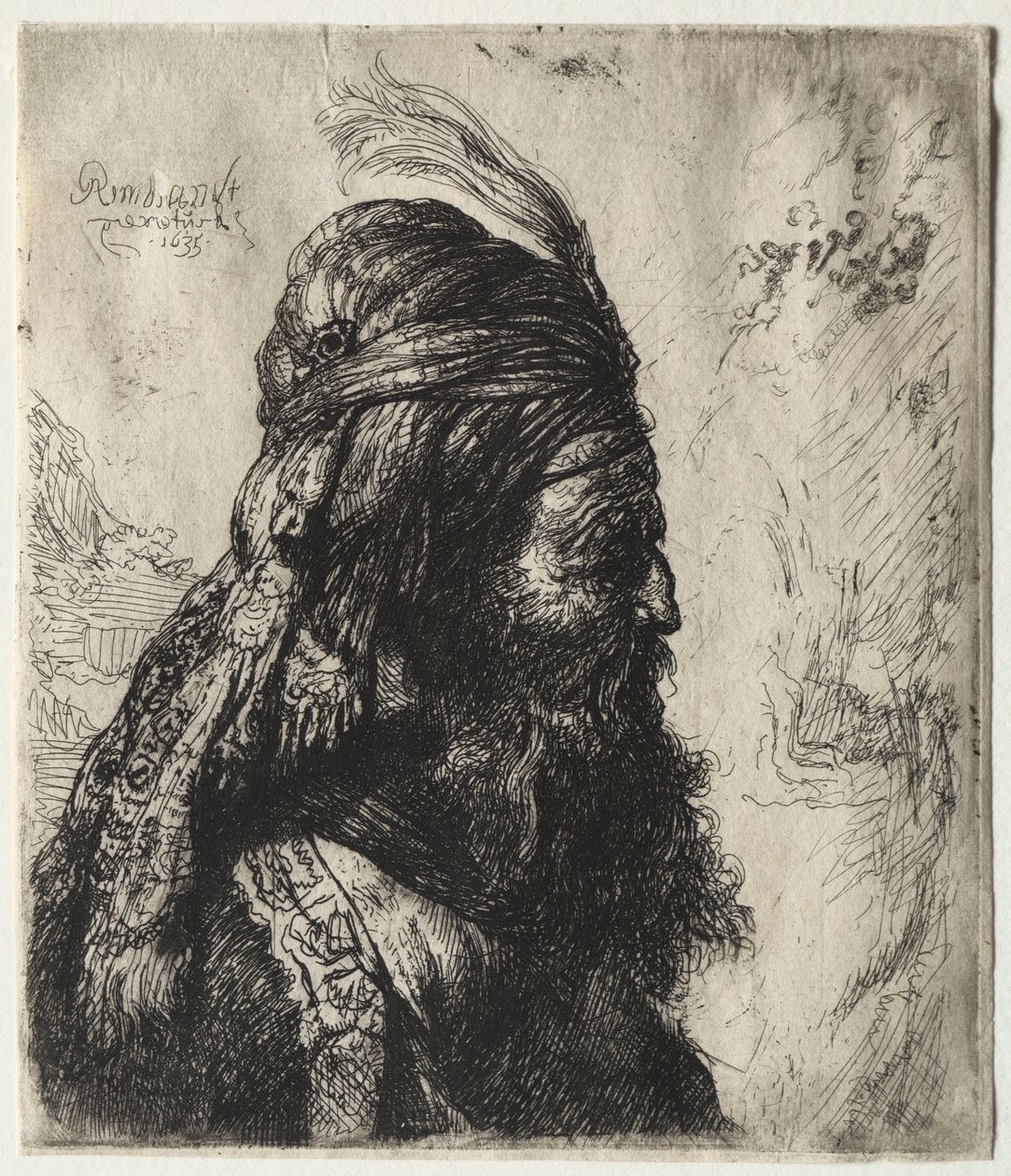 La tercera cabeza oriental, 1635 de Rembrandt van Rijn