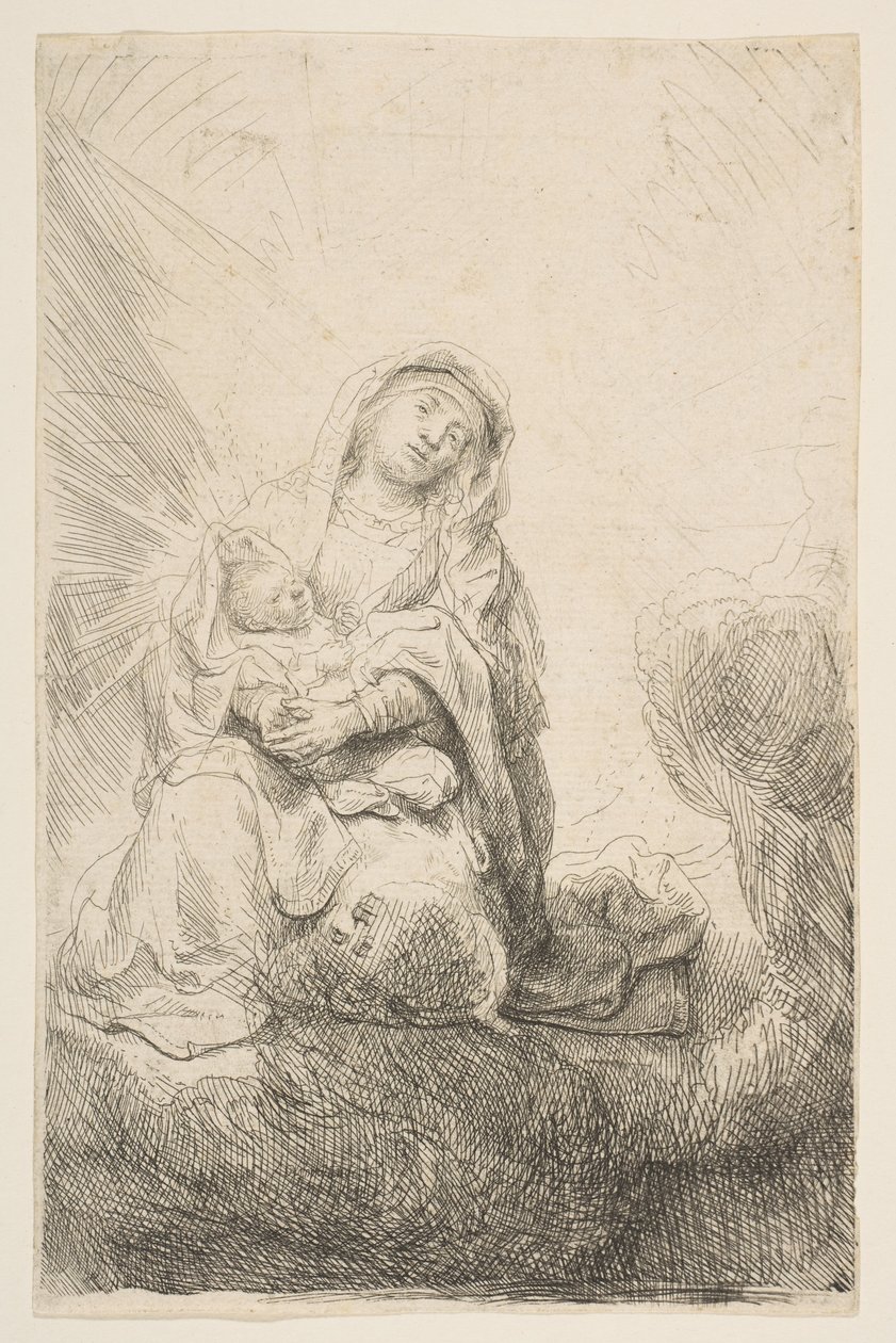 La Virgen y el Niño en las nubes, 1641 de Rembrandt van Rijn