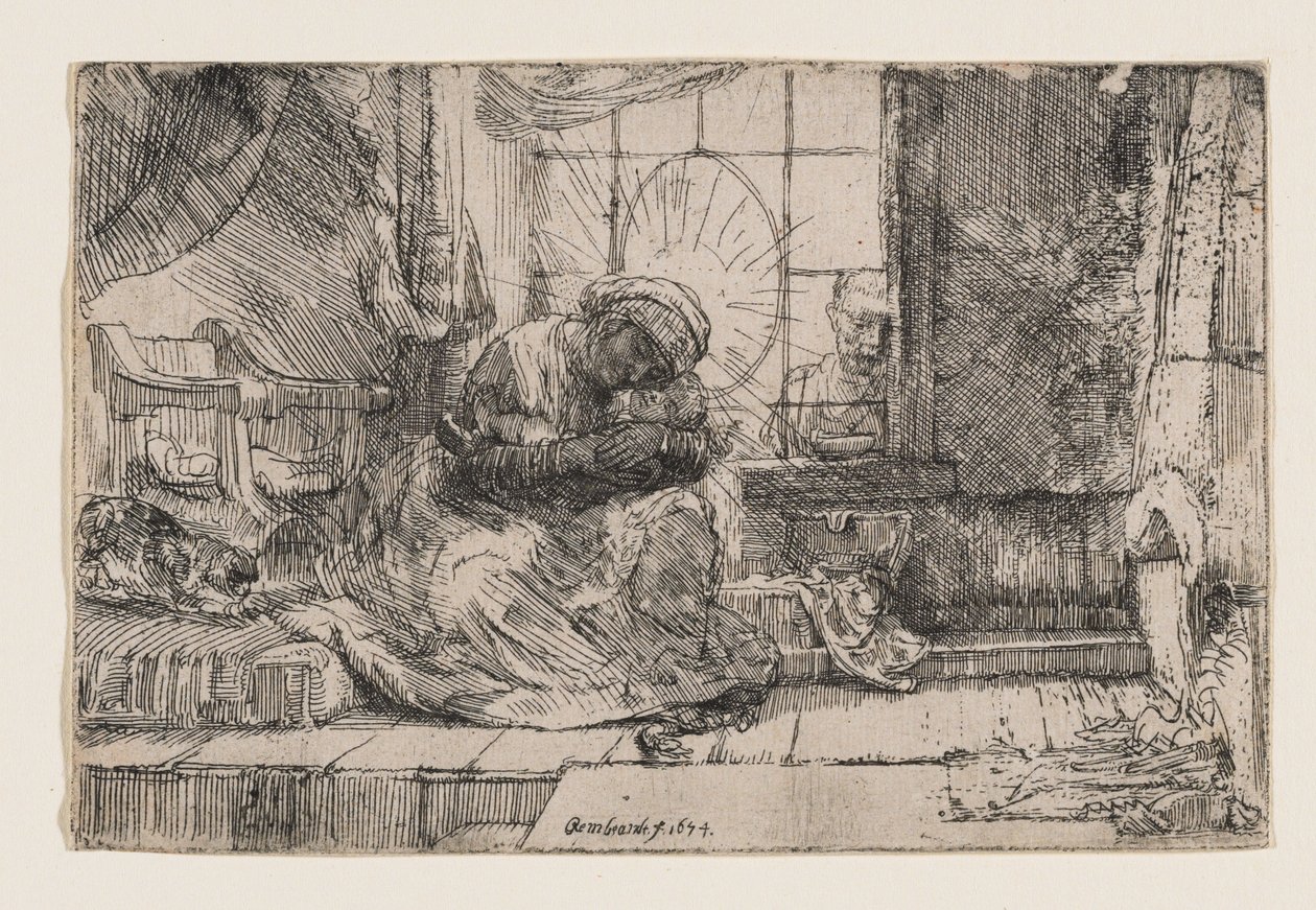 La Virgen con el Niño, el gato y la serpiente de Rembrandt van Rijn