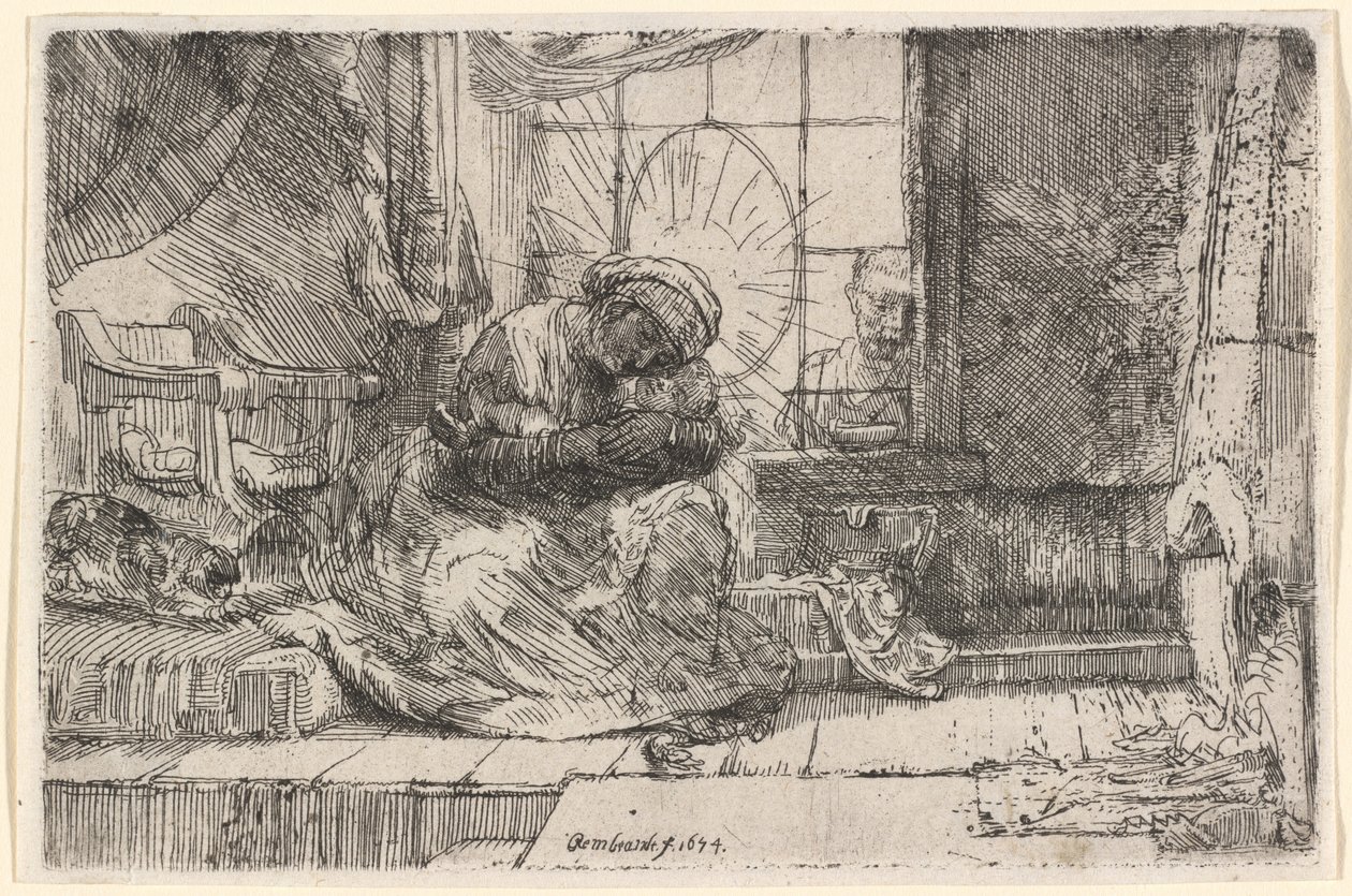 La Virgen y el Niño con el gato y la serpiente de Rembrandt van Rijn