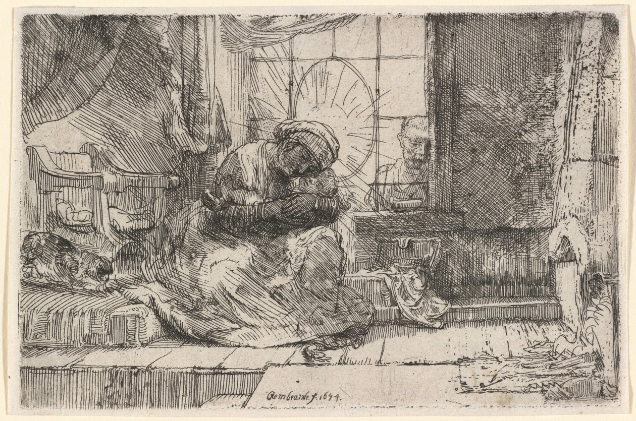 La Virgen con el Niño, el gato y la serpiente de Rembrandt van Rijn