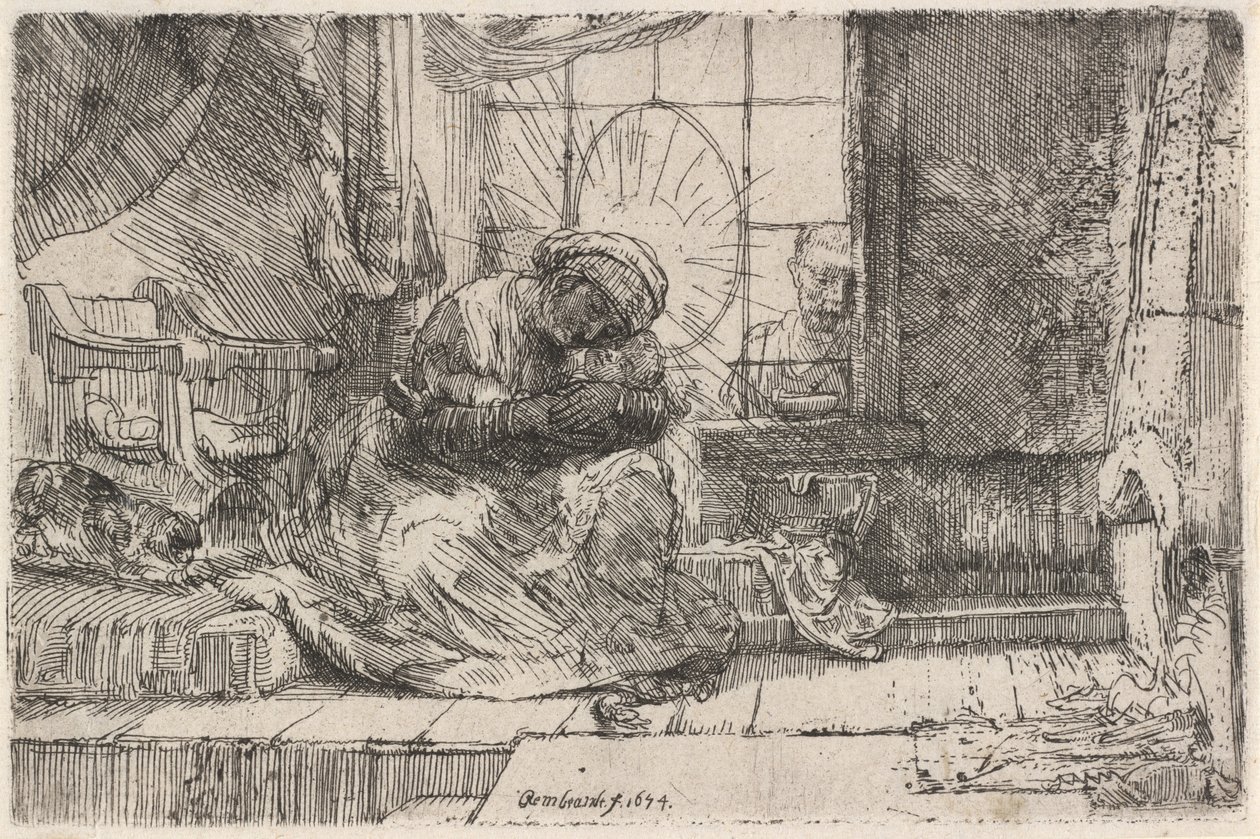 La Virgen y el Niño con el Gato y la Serpiente, 1654 de Rembrandt van Rijn
