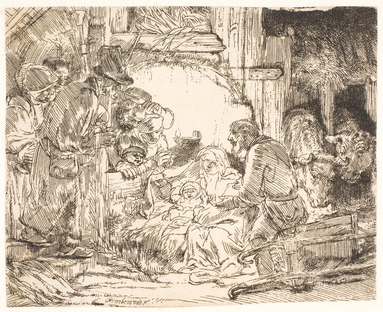 La adoración de los pastores (con la lámpara) de Rembrandt van Rijn