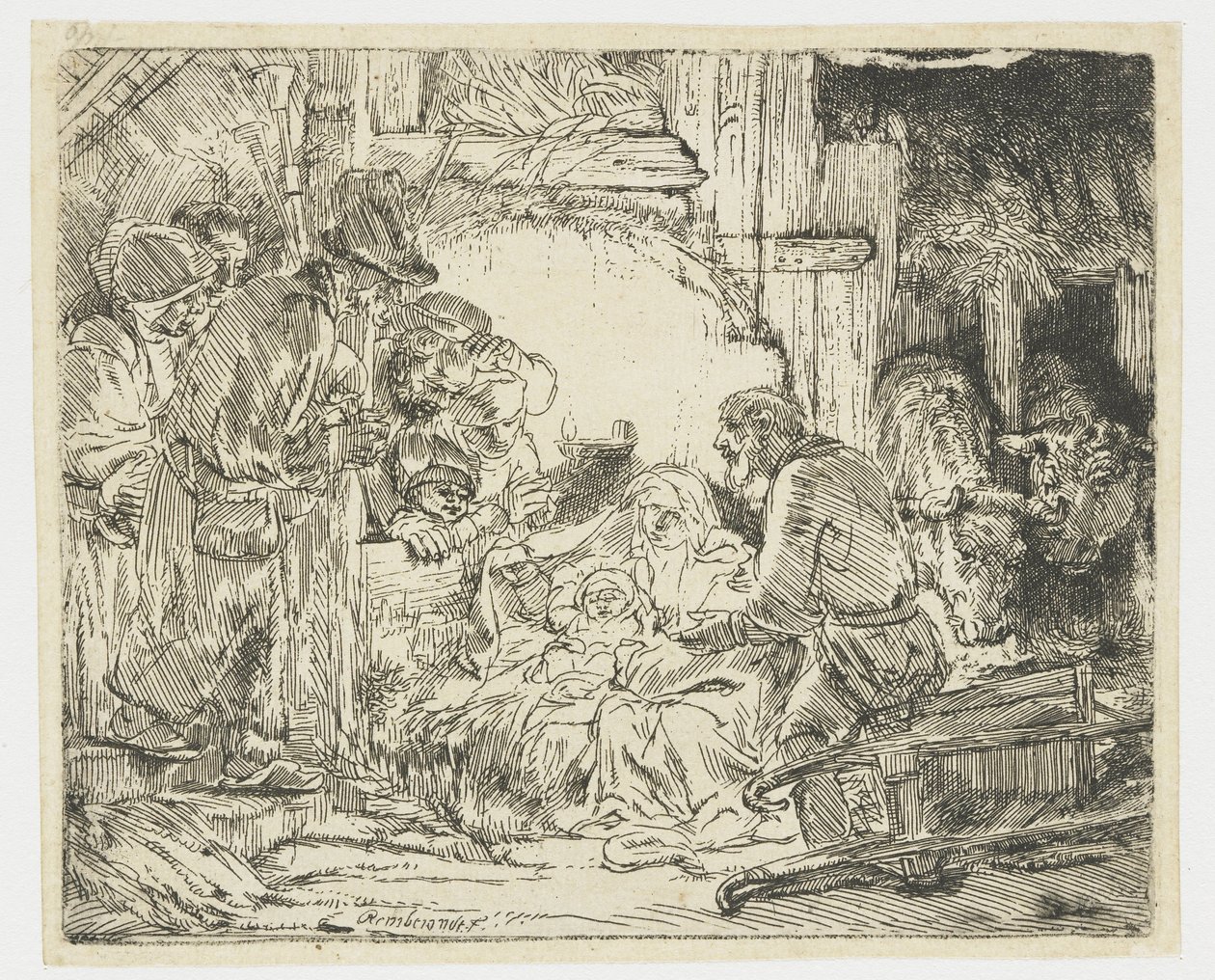 La adoración de los pastores: con la lámpara de Rembrandt van Rijn